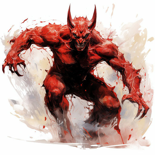 Impressionistic devil clipart on white background