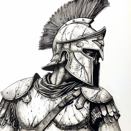 Detailed drawing of Spartan armor, texture and shadow