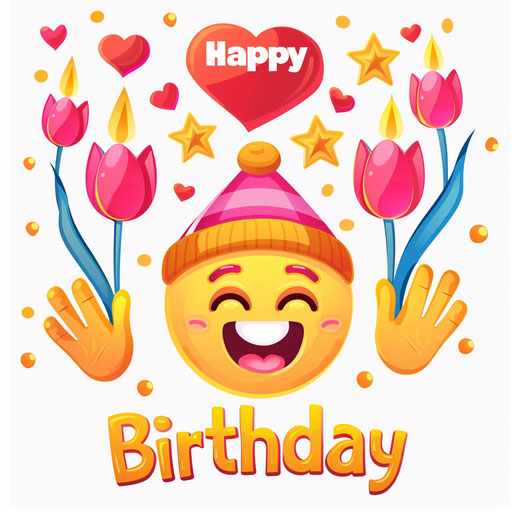 Happy Birthday party emoji Celebration emoticon on white