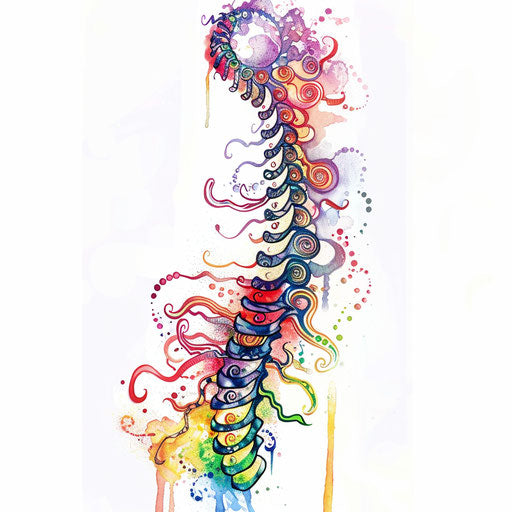 Psychedelic spine tattoo design