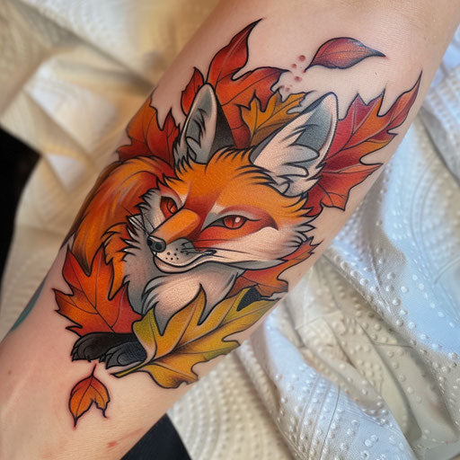 Fox Among Autumn Leaves