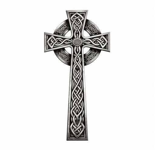 Celtic cross tattoo wood engraving black and white 28:27
