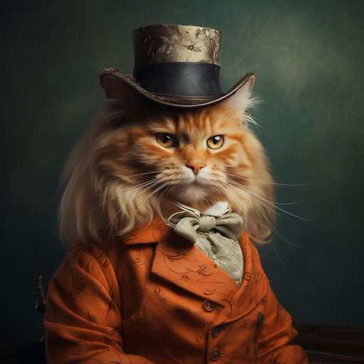 Orange cat dressed like a man