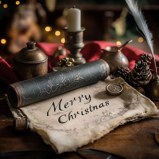 Merry Christmas on a scroll sealed with wax