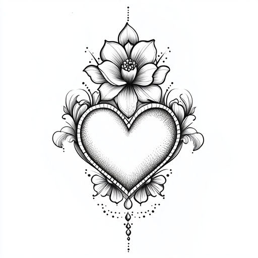 Heart tattoo on hand in clipart style on white background