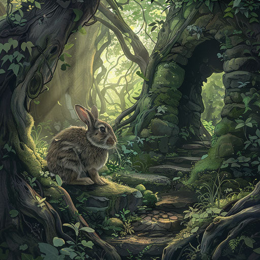 Exploring rabbit in enchanted forest