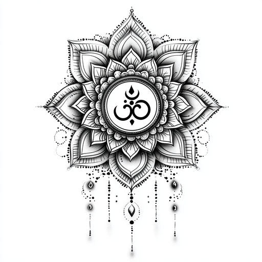 Back shoulder tattoo with mandala and Om symbol
