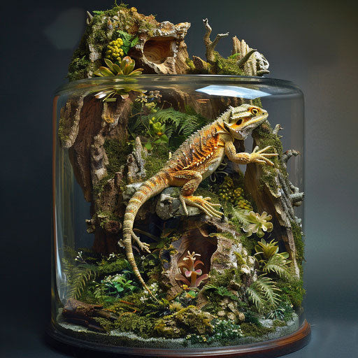 Intricate terrarium mimicking a bearded dragon's habitat