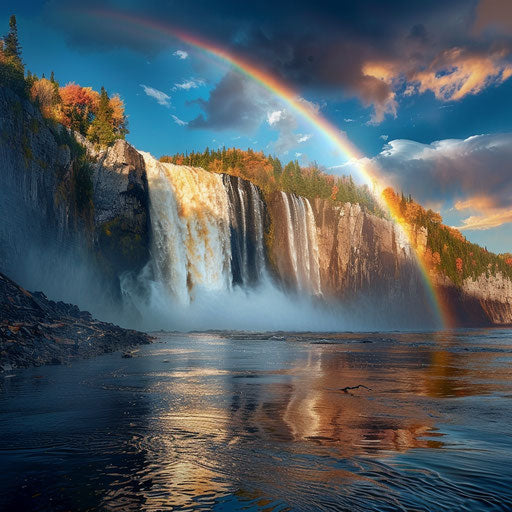Montmorency Falls, Quebec, with a rainbow arcing