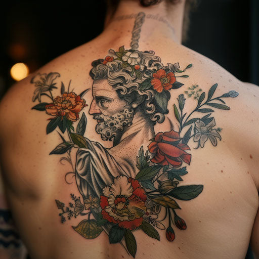 Divine tattoo with floral designs