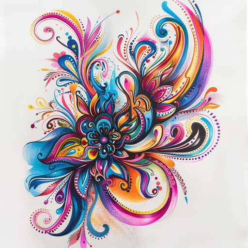 Expressionist tattoo sketch of a Mehndi pattern