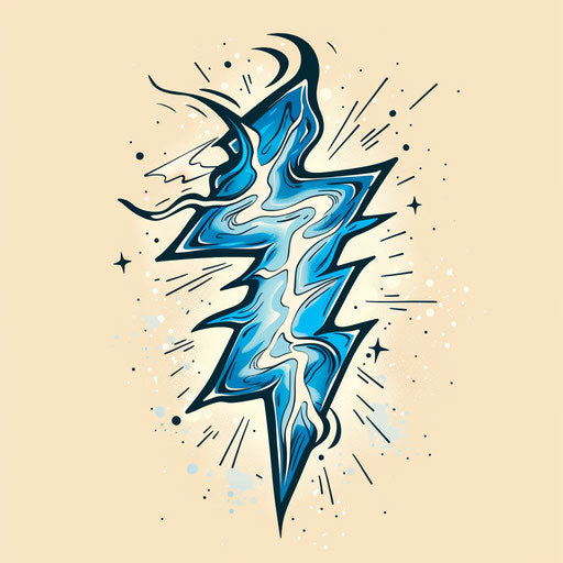 Flat tattoo sketch in clipart style of a lightning bolt