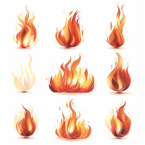 Realistic fire illustration on flat white background