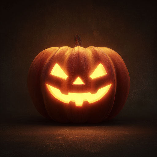 Glowing Jack-o'-Lantern with Warm Yellow Light