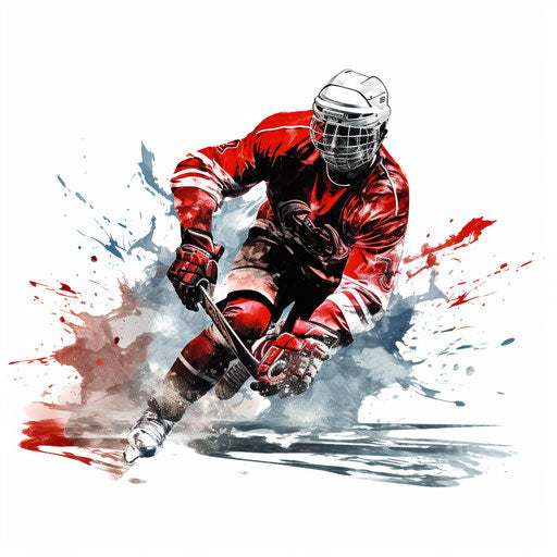 Hockey clipart in the style of Chiaroscuro Art, on white background