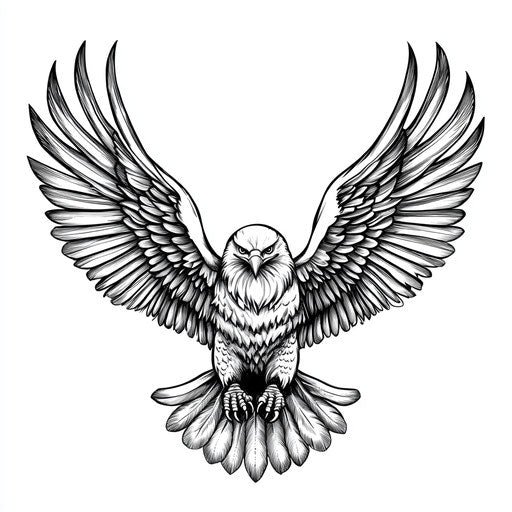 Alpha tattoo with eagle wings spread on white background
