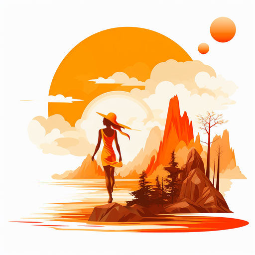 Sunny day clipart in the style of Chiaroscuro Art, on a white background