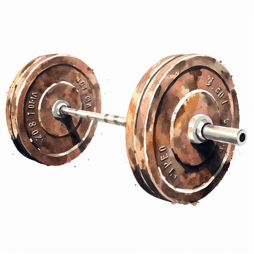 Barbell clipart in the style of Oil painting, on white background
