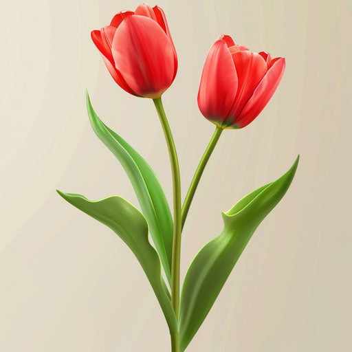 Tulips clipart with flat random background, metallic sheen