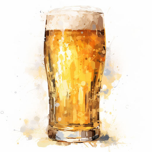 Beer clipart in the style of Impressionistic Art, on white background