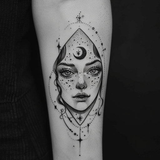 Freckle tattoos with mystical themes