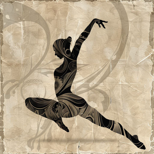 Photo-realistic quality gymnastics clipart on flat beige background, presenting rustic appeal and intricate patterns