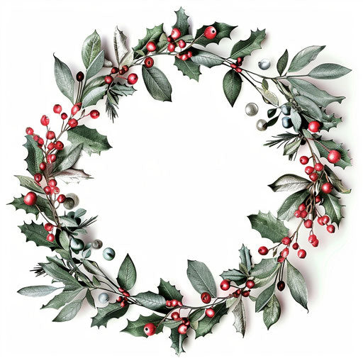 Realistic Christmas frame on white background, rich colors