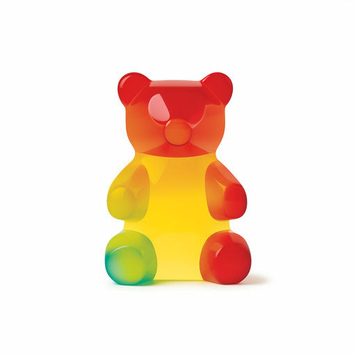 Minimalist-style gummy bear illustration on white background