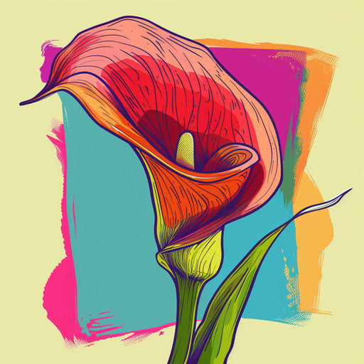 Colorful pop art sketch of a Calla Lily tattoo design