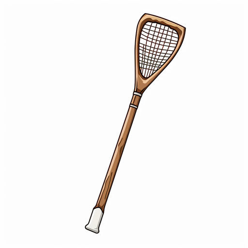 Minimalist lacrosse stick clipart, on a white background