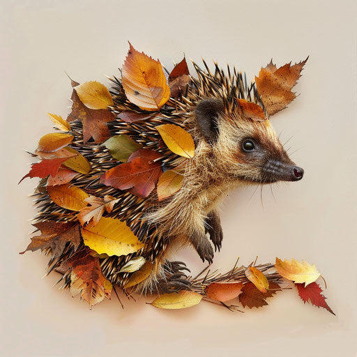 Hedgehog from autumn leaves: merging wildlife with nature art
