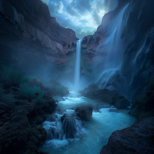 Havasu Falls with intense atmosphere and powerful flow