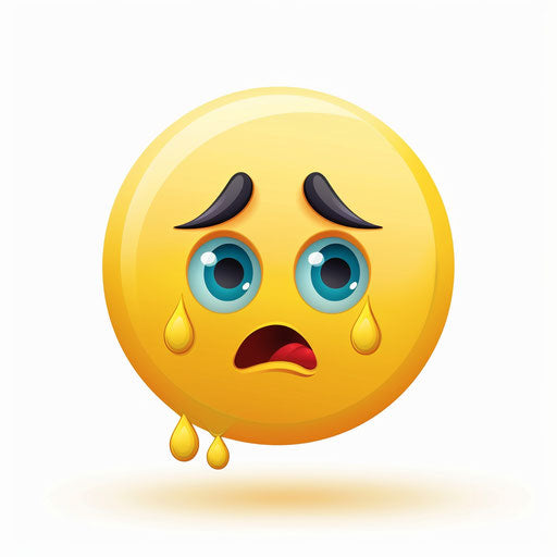 Sad face with tears on white background