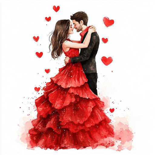 Valentine's Day, cute loving couple embracing, dressed up