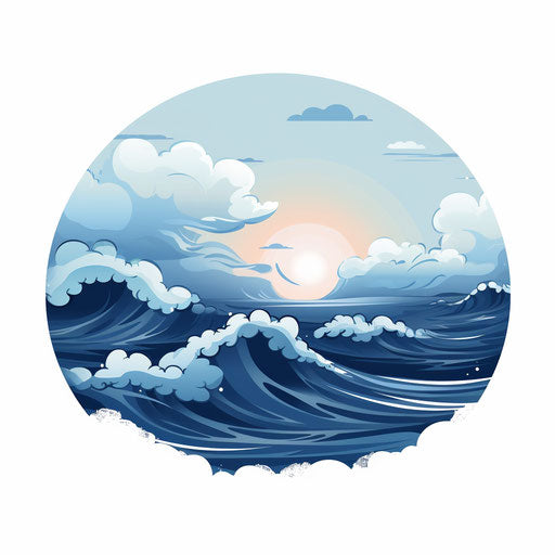 Minimalist style ocean clipart on white background