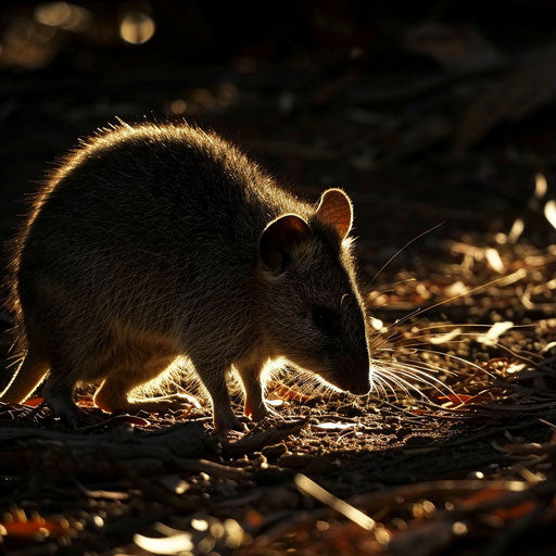 Northern brown bandicoot foraging under full moon