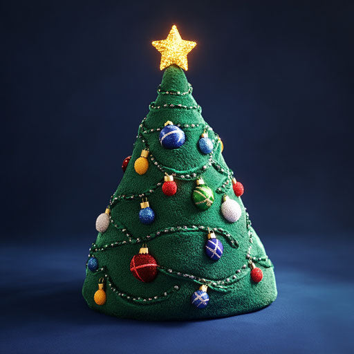 Christmas tree shaped Christmas hat with decorations and star