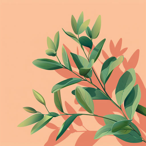 Realistic greenery illustration on pastel peach background
