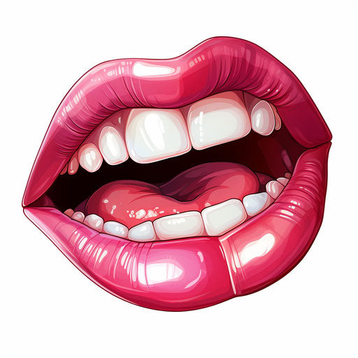 Cartoon mouth png in the style of Oil painting, on a white background