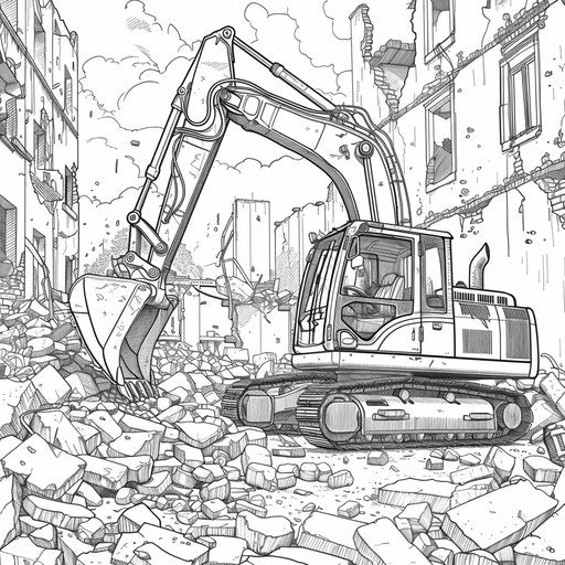 Demolishing an old building with a bulldozer