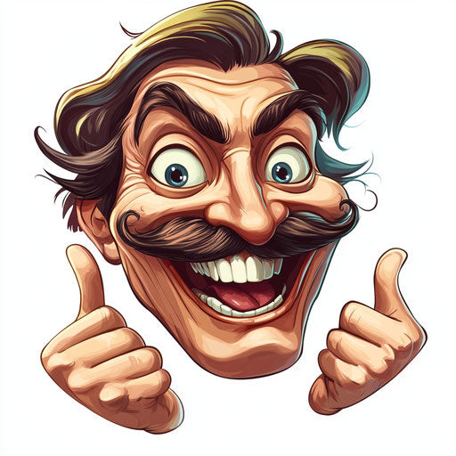Editable Mustache Caricature Clipart for Custom Designs