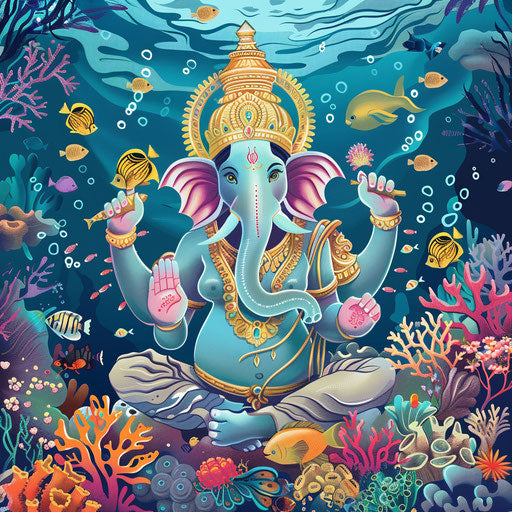 Ganpati clipart in an underwater theme