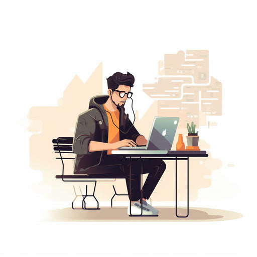 Minimalist coding clipart on white background