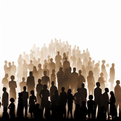 Crowd clipart in the style of Chiaroscuro Art, on a white background