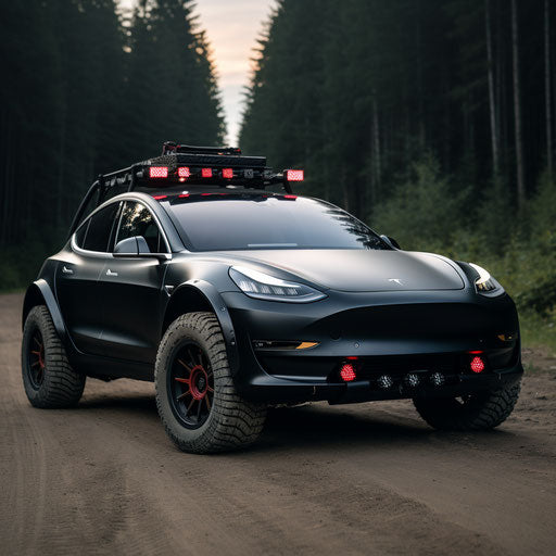 Rally version of the Tesla Model 3 with off-road upgrades