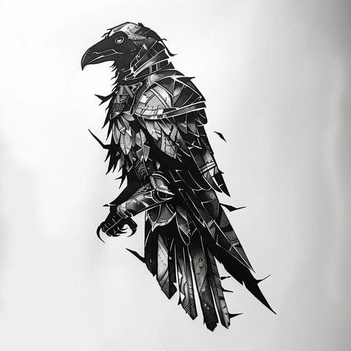 Stylish tattoo sketch with a Dark Souls crow