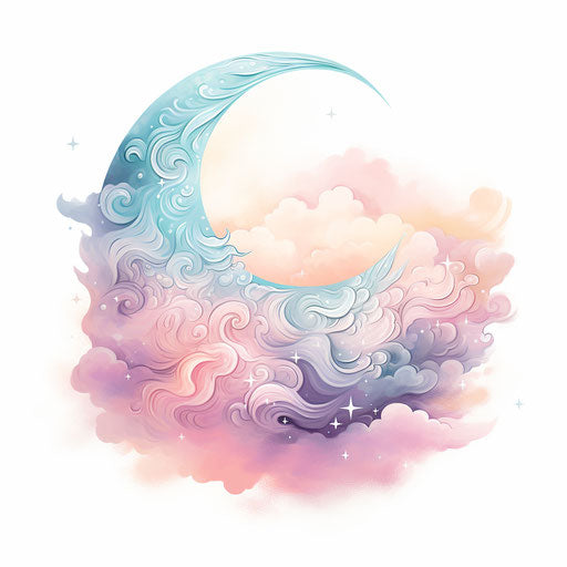 Pastel moon on white background