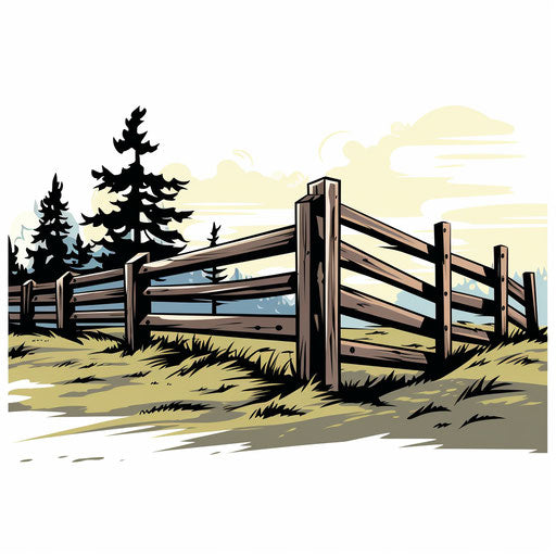 Fence clipart in the style of Chiaroscuro Art, on a white background