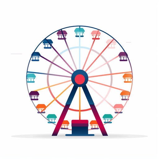 Minimalist ferris wheel illustration on white background