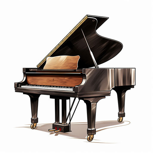 Chiaroscuro Art: Piano clipart on white background